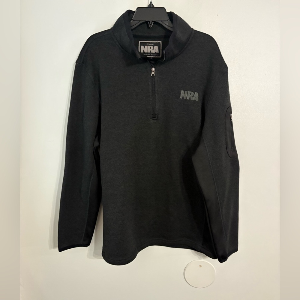 NRA Black Men's 3/4 zip front pullover Size XLARGE NWOT